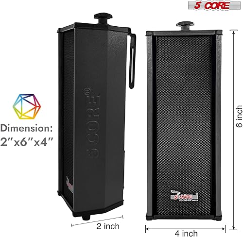 Miniatura 6 de 5 CORE Pareja de altavoces para exteriores estéreo en pared 100 W pico montaje pasivo con cable impermeable patio casa garaje interior exterior