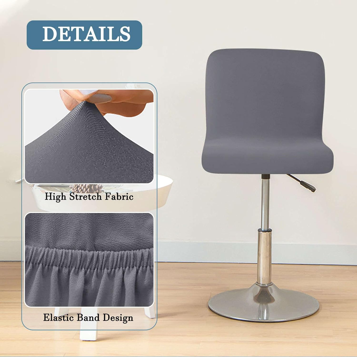 Waterproof Bar Stool Covers, Stretch Bar Stool Chair Covers Polyester with Elastic Bottom Nonslip Removable Barstool Covers for Dining Room Kitchen-Wine red-4 Piece