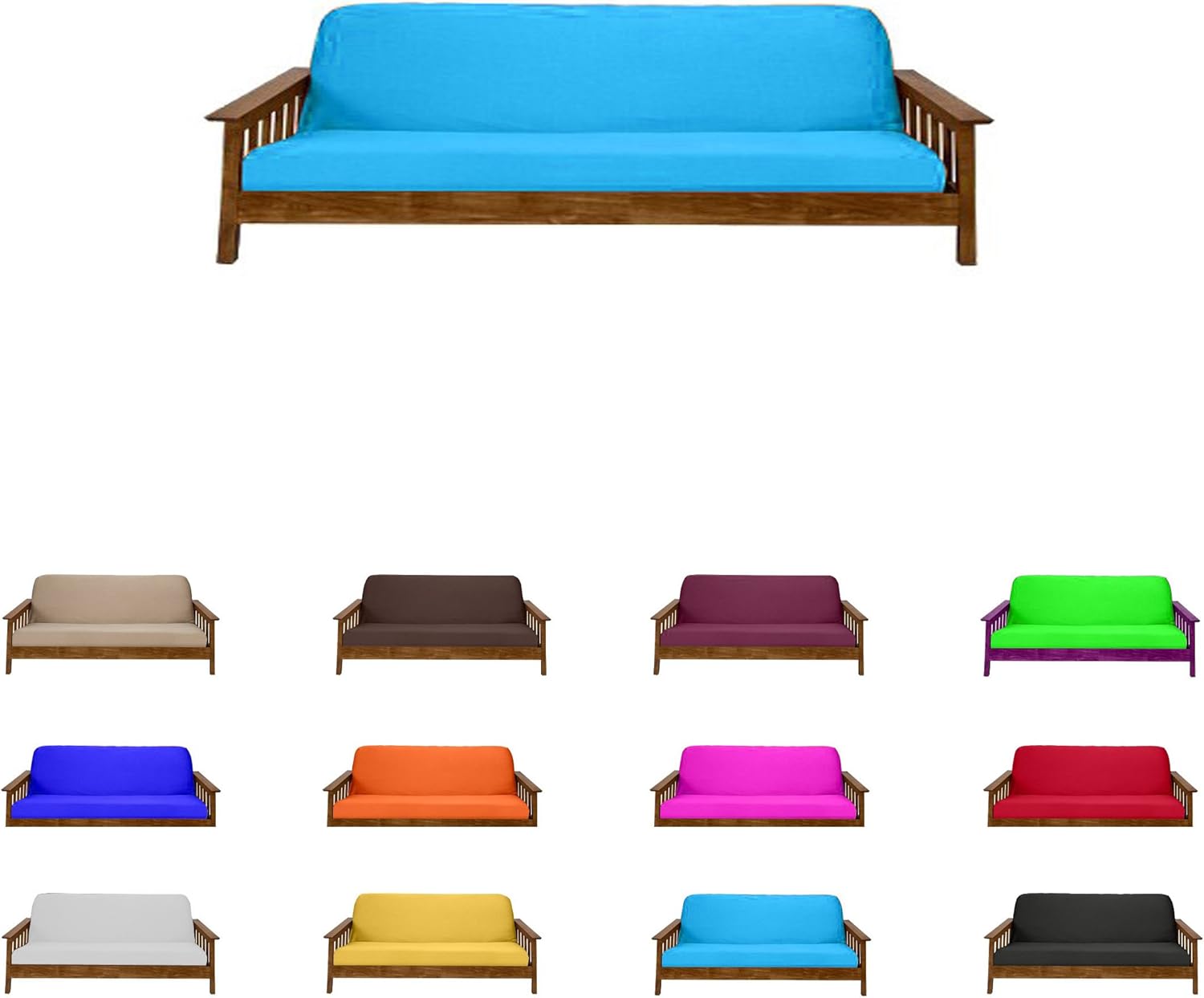D&D Futon Furniture Futon Covers, Mattress Slipcovers, Polyester Poplin (Full 6x54x75, Gray) : Home & Kitchen