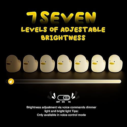 Miniatura 3 de UNEEDE Luz nocturna LED Benson con control de voz, lindo pato de silicona para guardería, lámpara de mesa recargable, lámpara de mesa con sensor