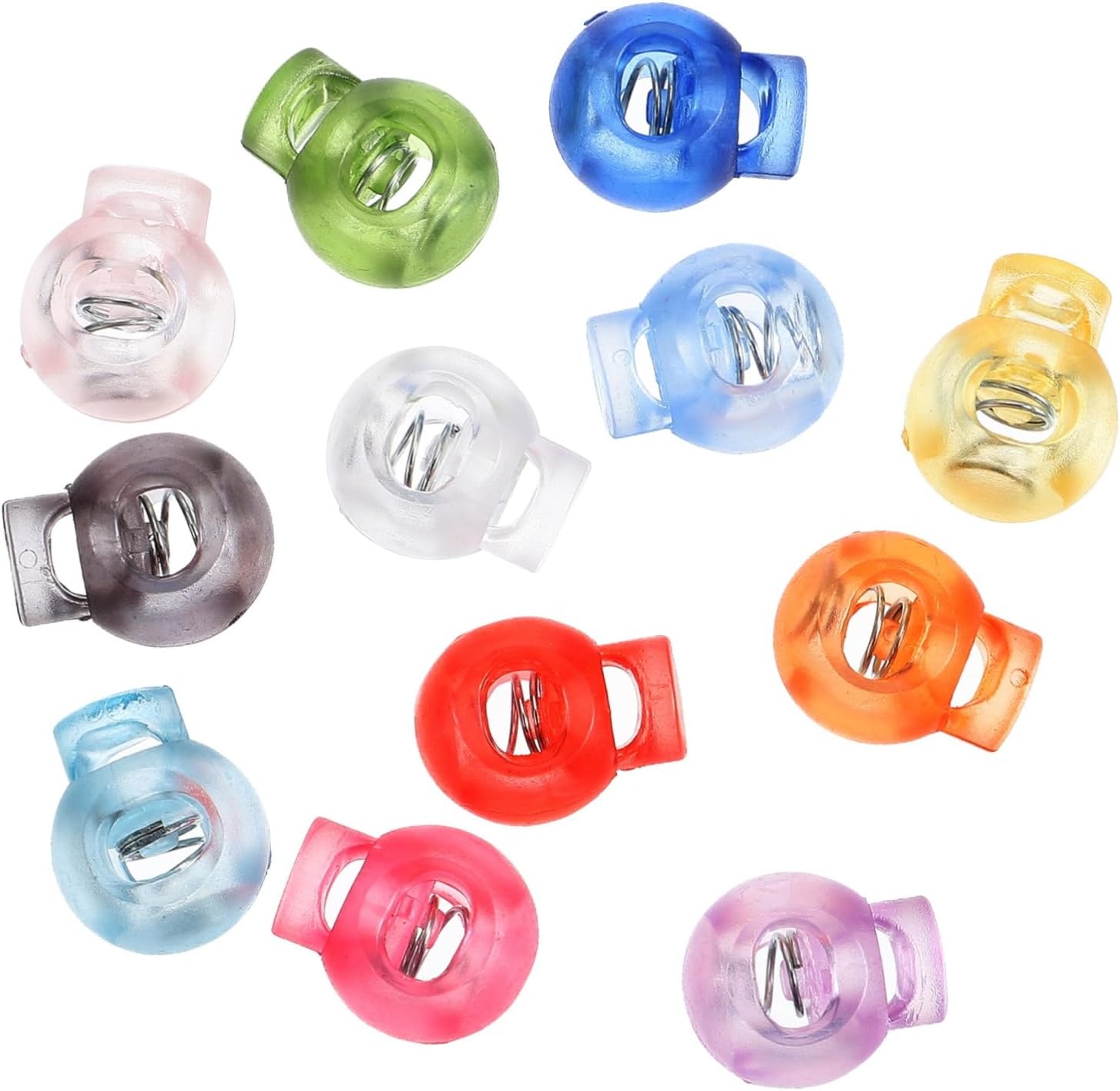 SEWACC 100pcs Mixed Plastic Spring Buckles Adjustable Cord Locks for Drawstrings for Clothing Bags and Laundry Secure and Easy to Use