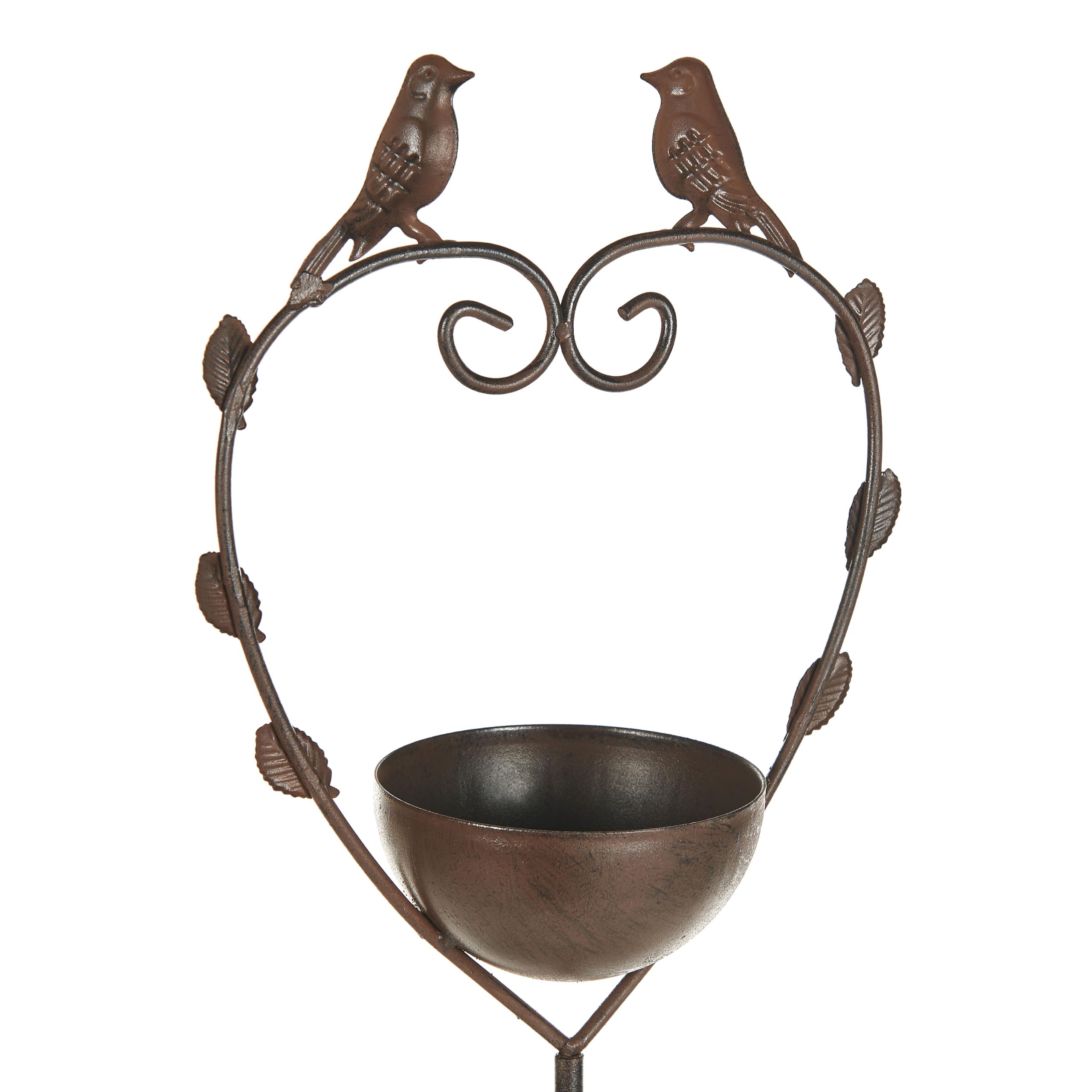 Bebedero para pájaros de jardín para exterior pileta de hierro antiguo decorativo marrón Sparrow