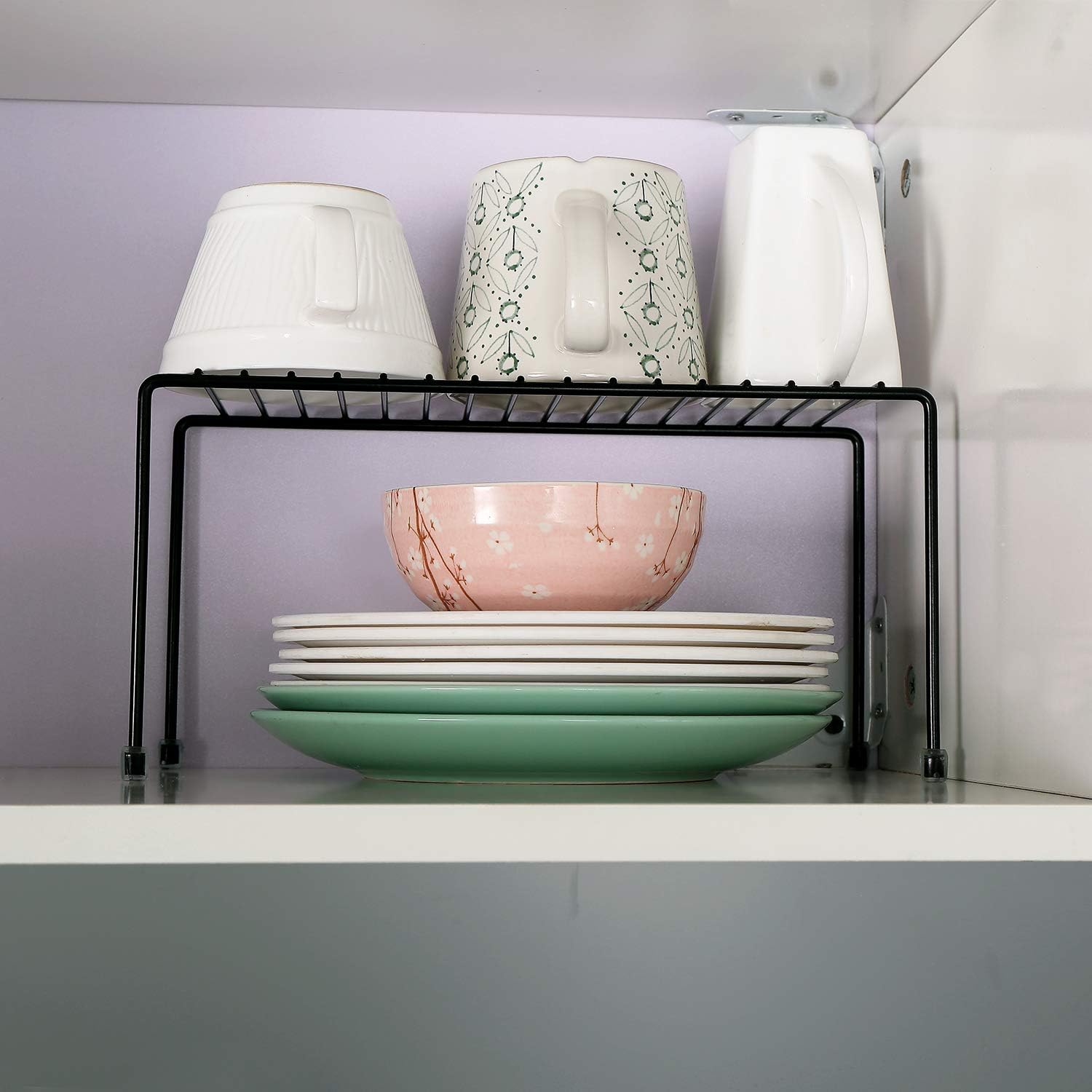 Kitchen Shelves, Cabinet Organization Mini Storage Shelf, Black,Set of 2 image 2 of 6 B07TZPFHQD