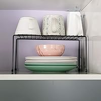 Vista 2 de Kitchen Shelves, Cabinet Organization Mini Storage Shelf, Black,Set of 2