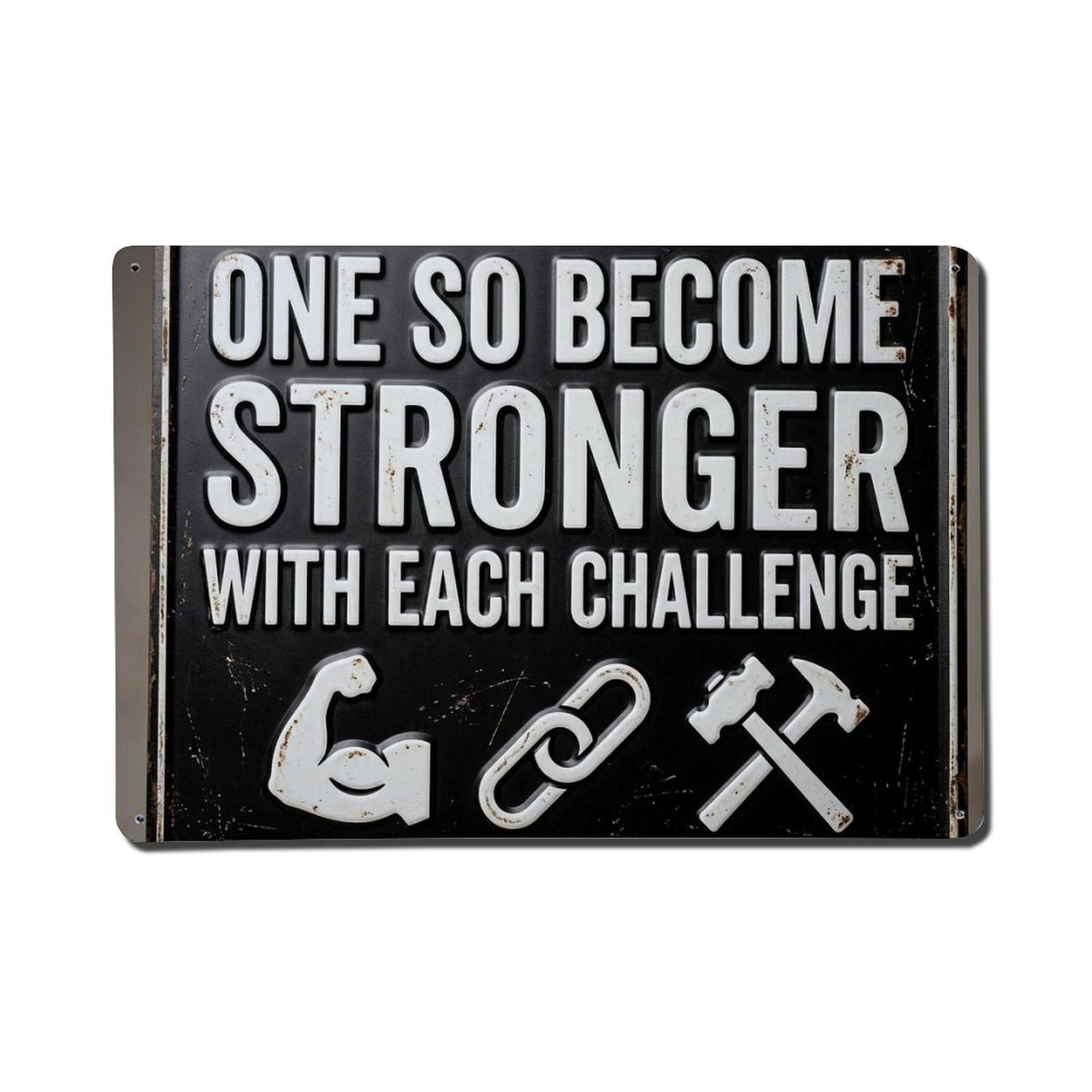 Become Stronger Each Workshop Retro Motivational Slogans Metal Tin Sign Plaque Wall Decor for Cafe, Club Bar, Office, Home Garden Metal Poster 8x12Inch