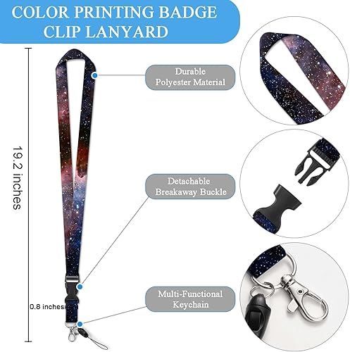 Miniatura 2 de Cordones para insignias de identificación, paquete de 2 soportes horizontales y verticales para tarjetas de identificación, patrón de impresión a