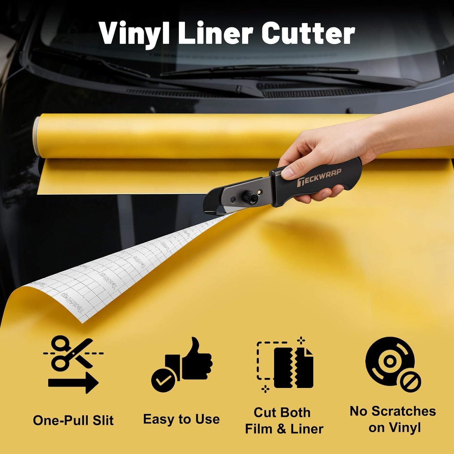 TECKWRAP Vinyl Backing Cutter Knife for Car Wrap Utility Knife Backslitter Tool Liner Safety Cutter Aluminum Handle Back Paper Slitting Knife, Smooth Cuts in Vinyl and DIY Projects