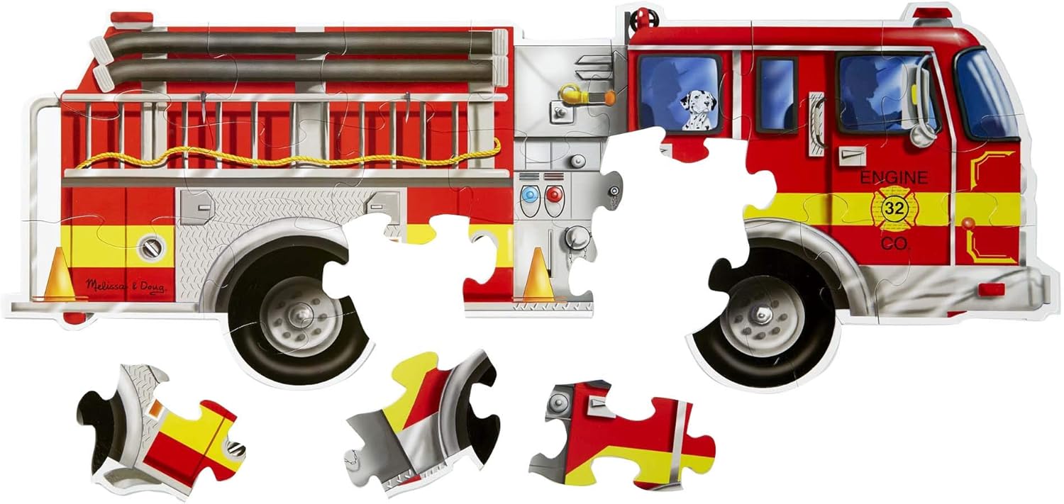 Melissa & Doug Fire Truck Jumbo Jigsaw Floor Puzzle (24 pcs, 4 feet long) : Melissa & Doug, 24pc 436: Toys & Games