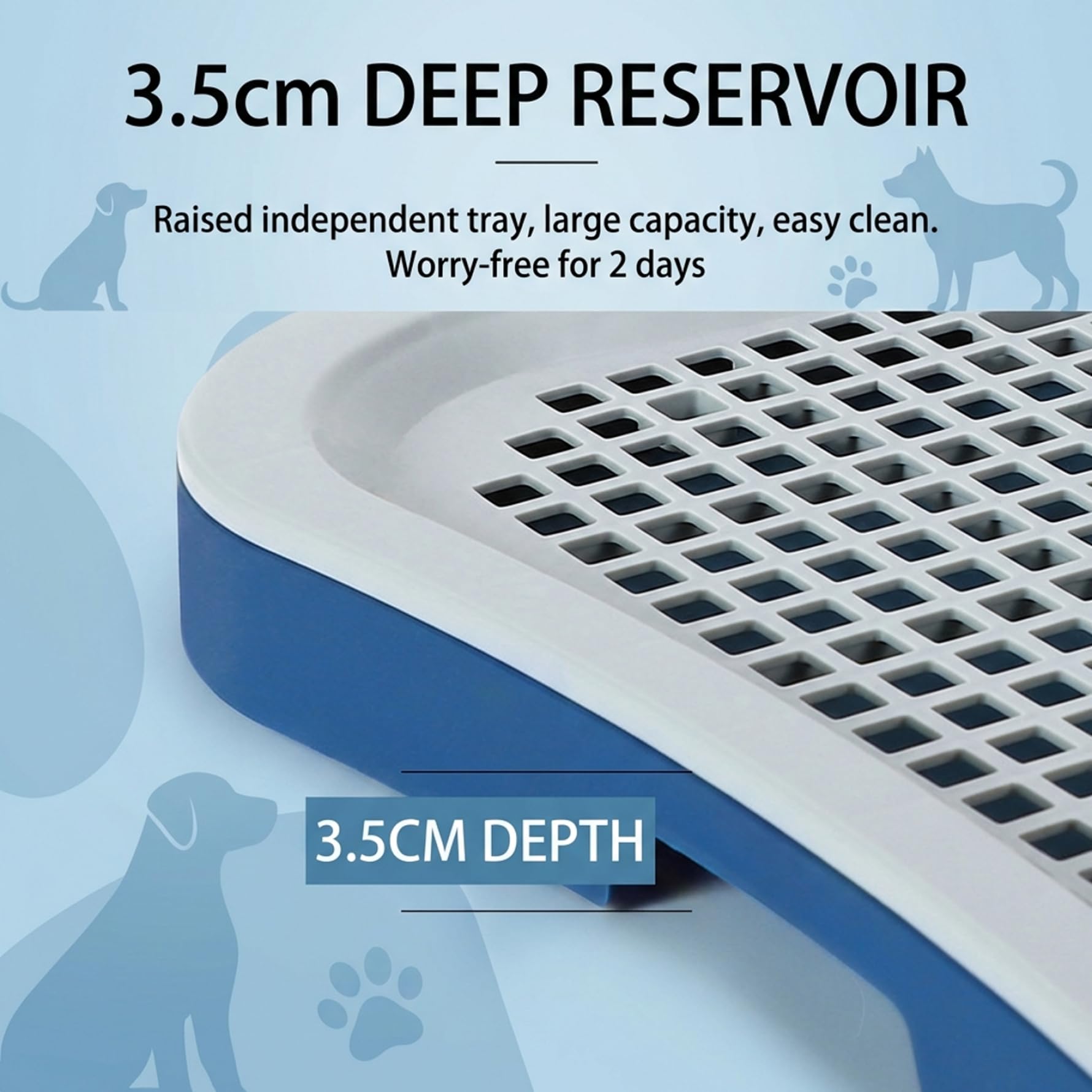 Plateau de Pot d'intérieur pour Toilettes pour Chien, avec parois Hautes, Support Amovible en Maille pour Pipi, pour Chiots et Petits Chiens, Bleu