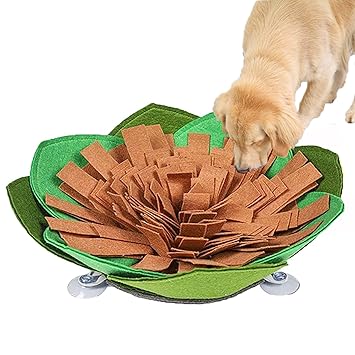 kathson Snuffle Mat for Dogs, Sniffing Dog Puzzle Toys Anti-Slip Slow Feeding Bowl Pets Maze Feed Game�?Encourages Natural Foraging Skills for Cats Dogs (Brown)