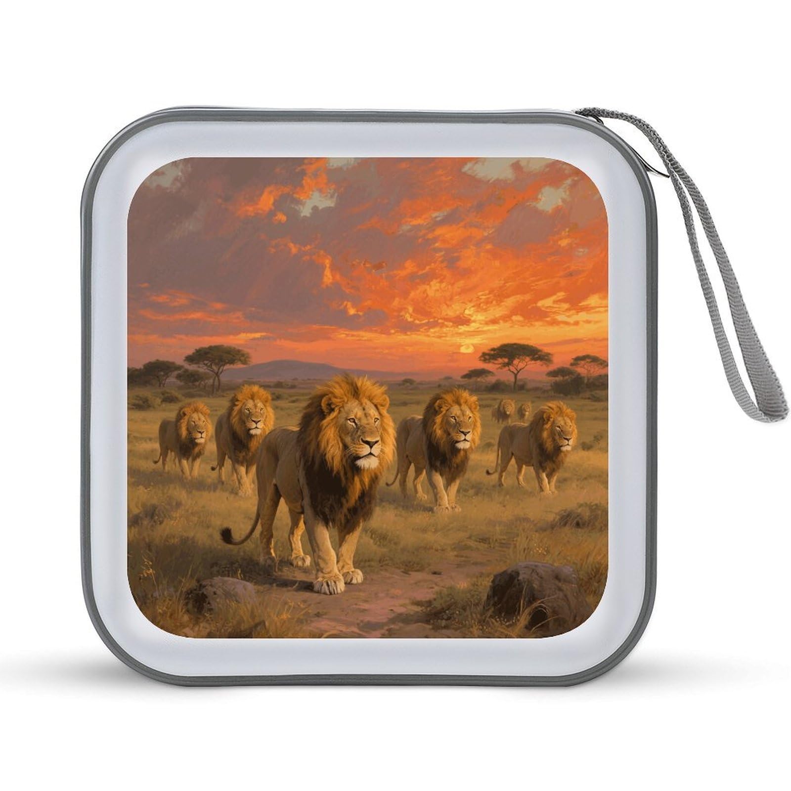 VstaDank Lion DVD Case With Zipper Portable CD Case Hardshell DVD VCD Binder Storage Box EVA Protective Blu-ray Wallet 40 Capacity CD Wallet Movie Music Media Disc Wallets