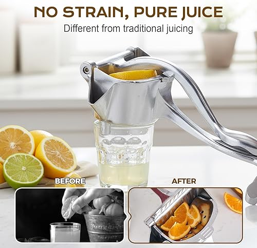 Miniatura 5 de Aluminum Alloy Fresh Fruit Juice Extractor,Ergonomic Grip,Easy to Clean for Orange Citrus Lime Grapefruit Kitchen Tool (1, Silver)