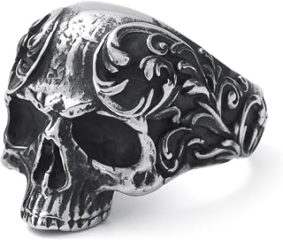 Anuncio Patrocinado - KIRTIJW Anillos de calavera para hombre, acero inoxidable, gótico, punk, gótico, motero, demonio, ca...