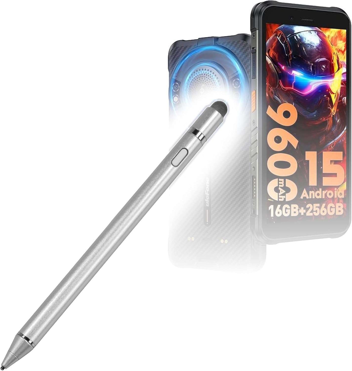 BoxWave Stylus Pen Compatible with Ulefone RugKing - AccuPoint Active Stylus, Electronic Stylus with Ultra Fine Tip - Metallic Silver