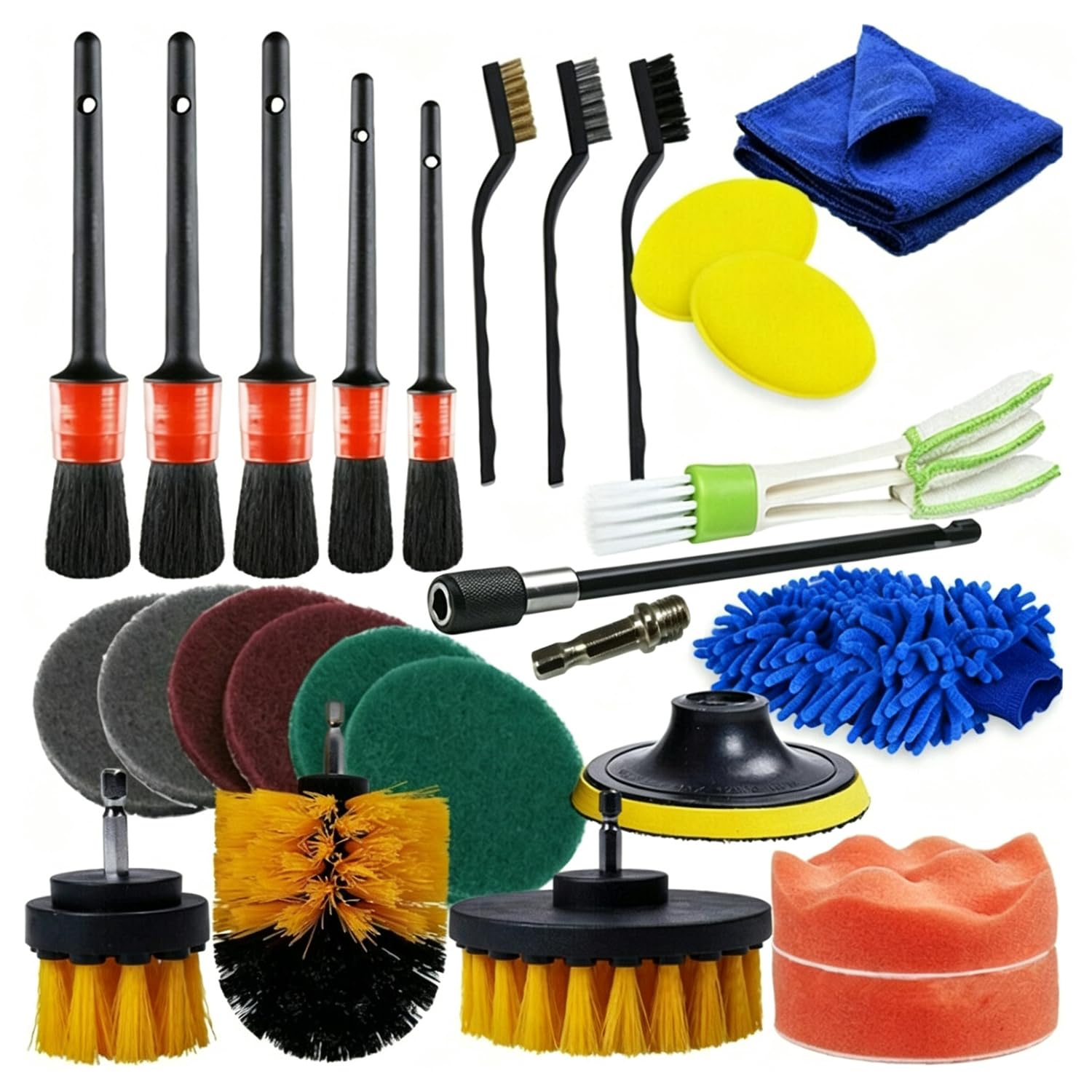 Auto reinigungsset, Auto waschen Set, Auto Innenraum Reiniger Set, 26‑TLG. Auto Reinigungsset Komplett für Innen‑ und Außenbereich, Auto Detailing Pinsel Set für Lüftungsschlitze,