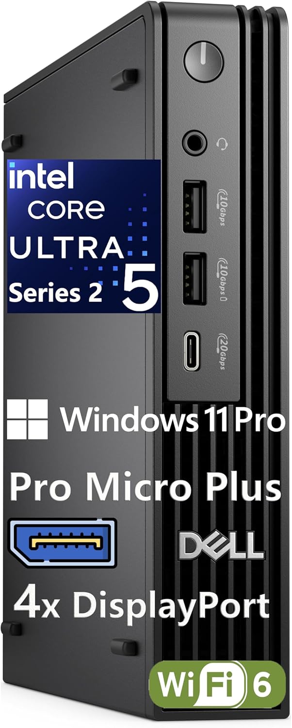 Dell Micro Mini Desktop, Next Gen OptiPlex 7000 7020 MFF, AI Copilot+ PC, Intel Ultra 5 235 (13 Tops NPU, 14 cores), 16GB DDR5, 512GB SSD, 3X DP, Bluetooth, WiFi 6, Windows 11 Pro