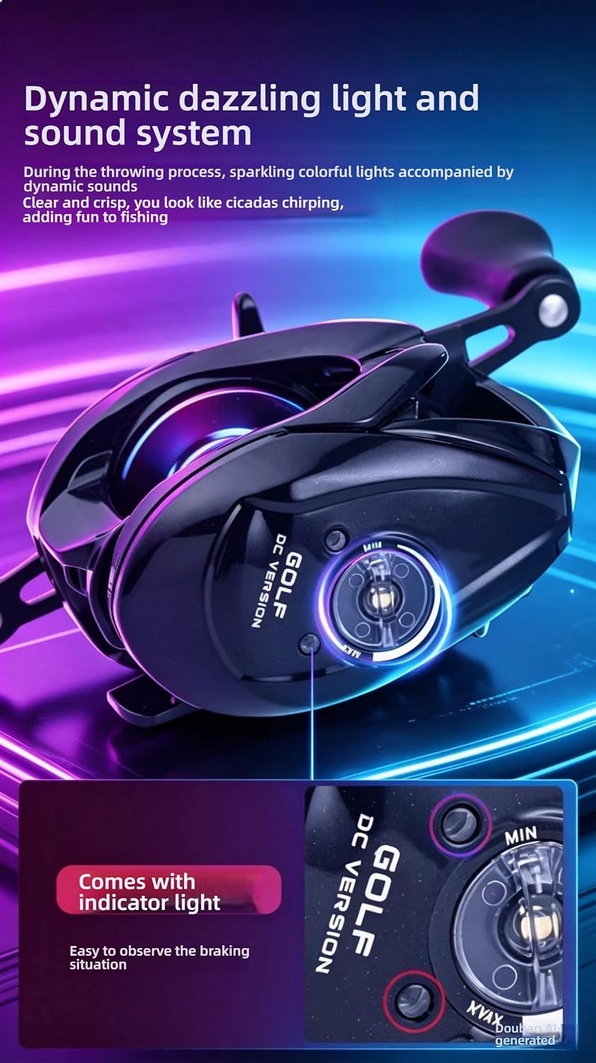 Brolure DC ONE Baitcaster Reel, Digital Control Fishing Reel, Ultralight Baitcasting Reel, Freshwater Saltwater, 6.7oz, Max Drag 6kg, 7.2:1,It Produces a Pleasant Electronic DC Sound When Casting