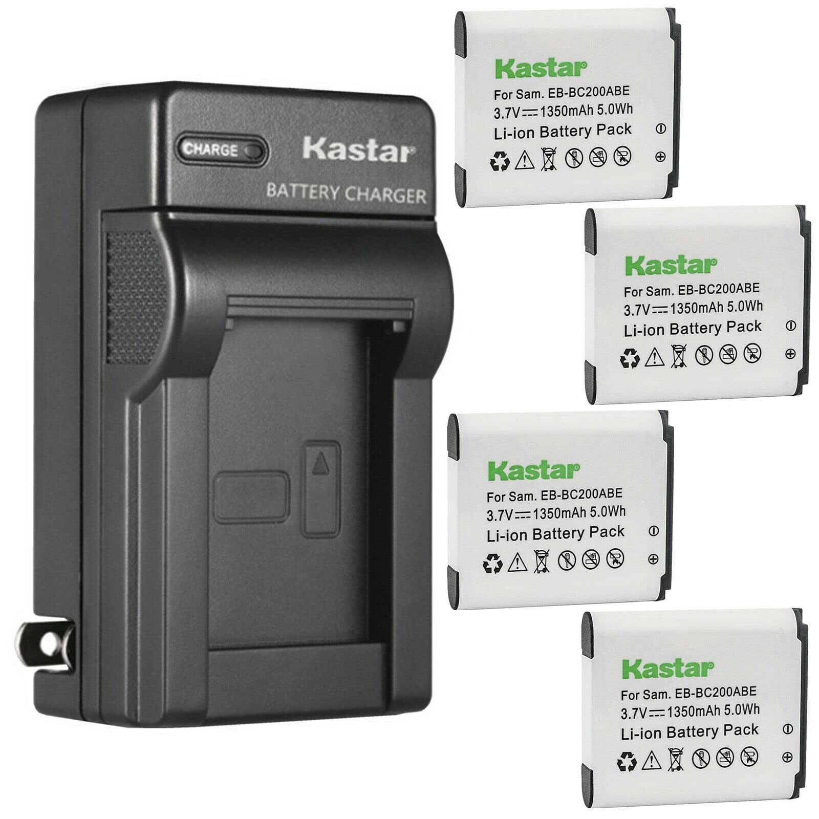 Kastar 4-Pack Battery and AC Wall Charger Replacement for Samsung Gear 360, SM-C200, SM-C200NZWAXAC, SM-C200NZWAXAR (US Model), MSIP-CMM-SEC-SMC200 (International Version)