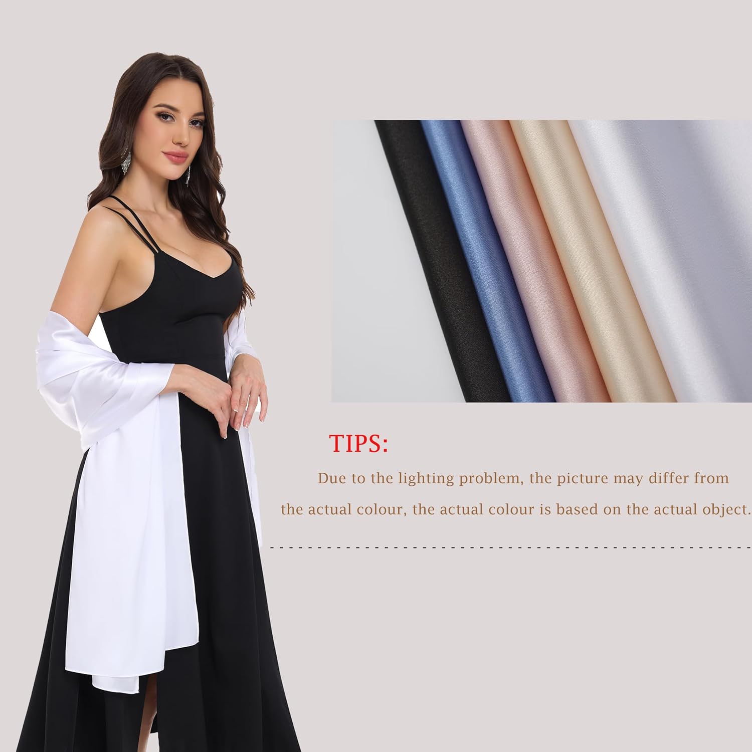 Shawls and Wraps for Evening Dresses Satin Shawl Wraps for Women Wedding Formal Shawl - Image 6