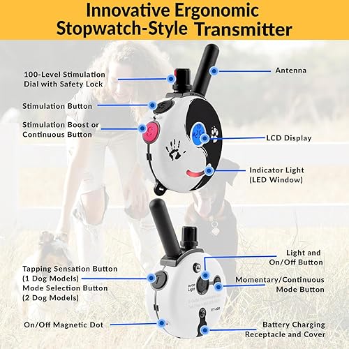 Miniatura 4 de Educator - Collar humano de entrenamiento para perros con control remoto cuenta con 100 niveles de estimulación segura sensación de golpeo luz