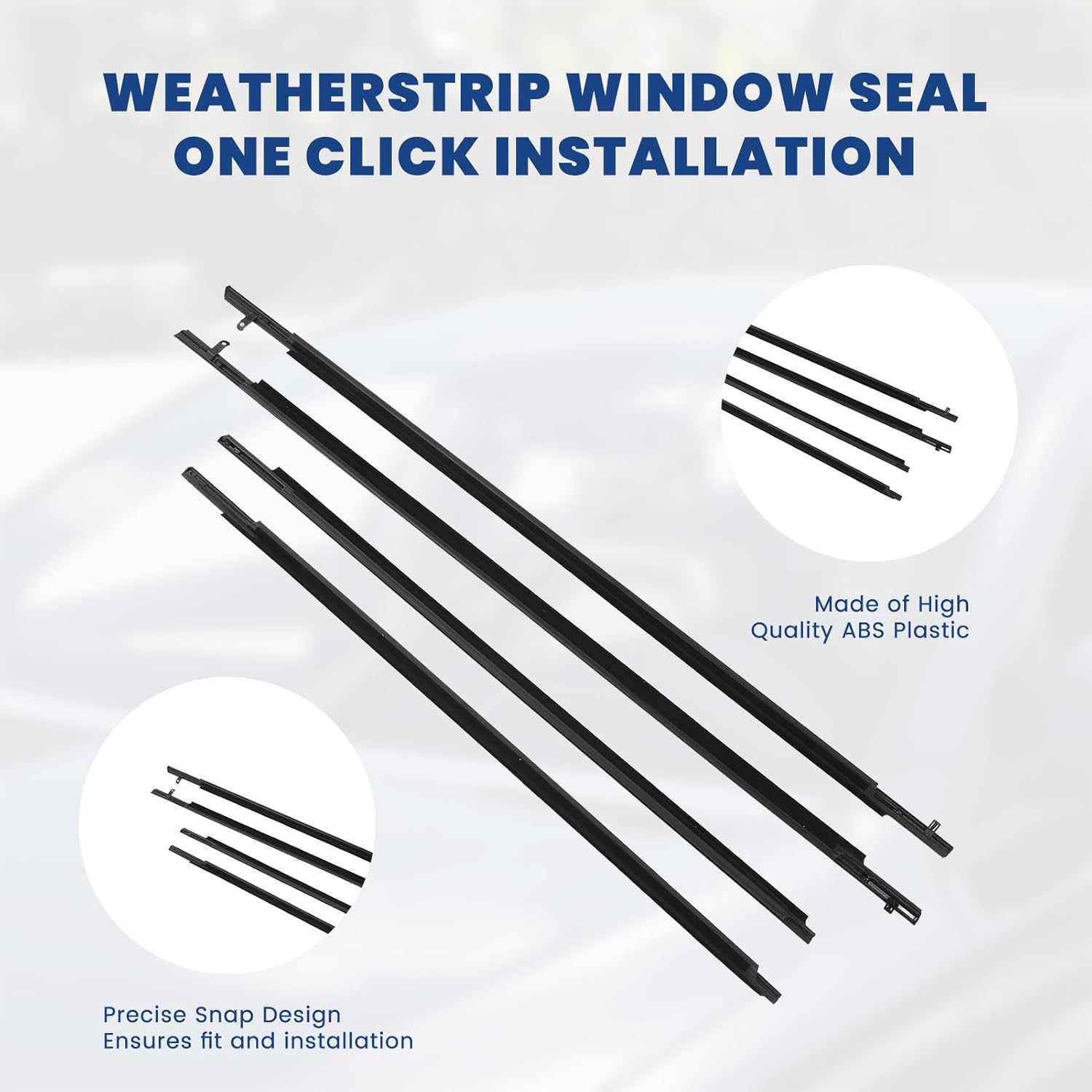 4Pcs Car Outer Door Window Moulding Trim Weatherstrip Seal Belt Compatible with Toyota Sienna 2003 to 2010, Replace# 68160-AE010, 68210-AE010, 68180-08010, 68230-08010