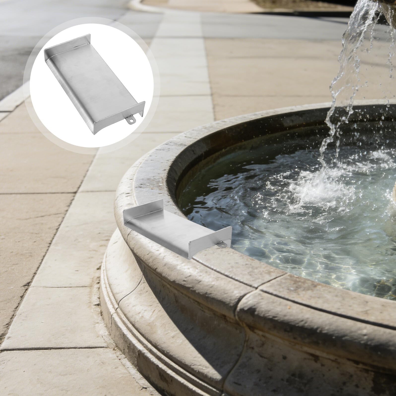 Abaodam Canale di Scarico a Cascata in Acciaio Inox 20x10x2,5 Cm per Fontane da Giardino, Sfioratore per Laghetti Fai da Te e Giochi D’Acqua Esterni, Accessorio per Cascata Naturale