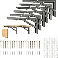 Vista 13 de Soportes de estante plegables de 10 pulgadas, 4 unidades, soportes de estante plegables resistentes, soportes plegables para estantes plegables