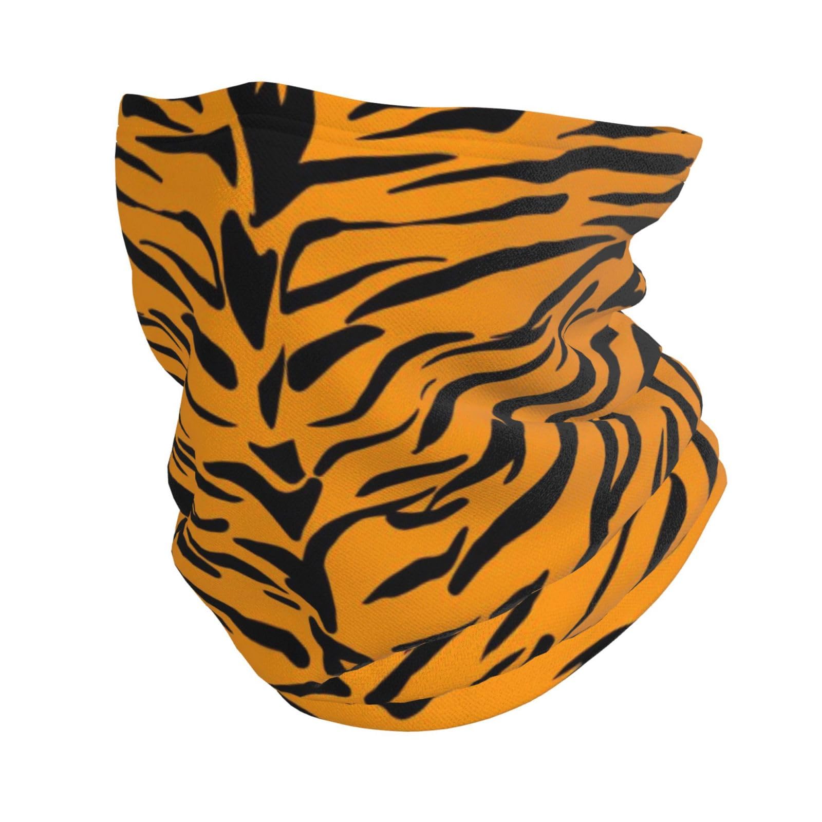 Faqrtiv Unisex Black Adjustable Neck Gaiter Yellow Tiger Stripe Neck Warmer Headband Neck Gaiter Head Wrap Headgear Face Mask Magic Scarf Bandana For Sports