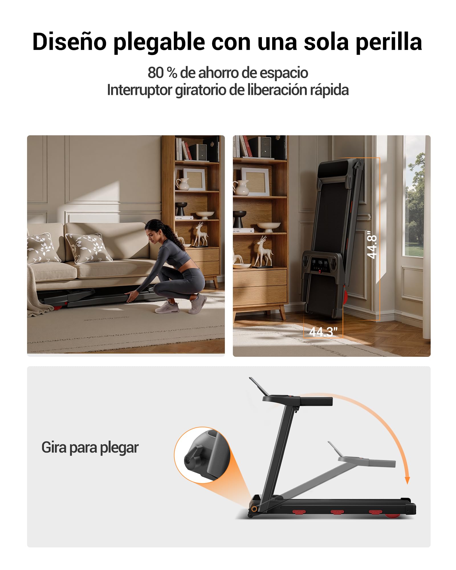 UMAY Cinta de Correr Plegable Eléctrica con Inclinación Automática 18% | 1-12 km/h caminadora electrica para casa con Motor Silencioso de 3,0 HP, Triple Pantalla LED,12 Programas,Máx. 160 kg