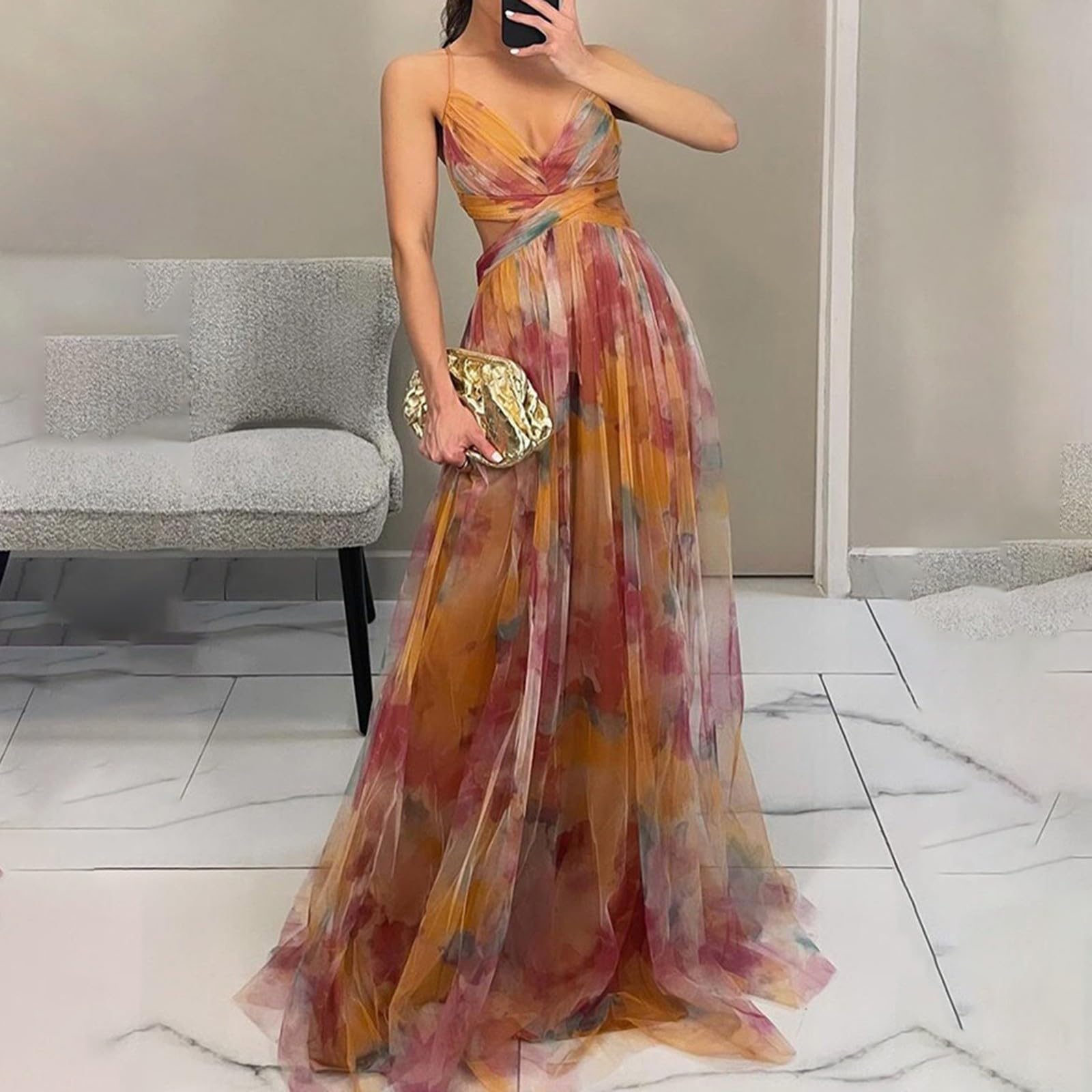 Abendkleid Damen Lang Schulterfrei Cocktailkleid A Linie Tüll Abendkleider Elegant Für Hochzeit Maxi Ballkleid Festliche Abschlusskleid Mit Schlitz Abiballkleider Frauen Kleid Hochzeitsgast