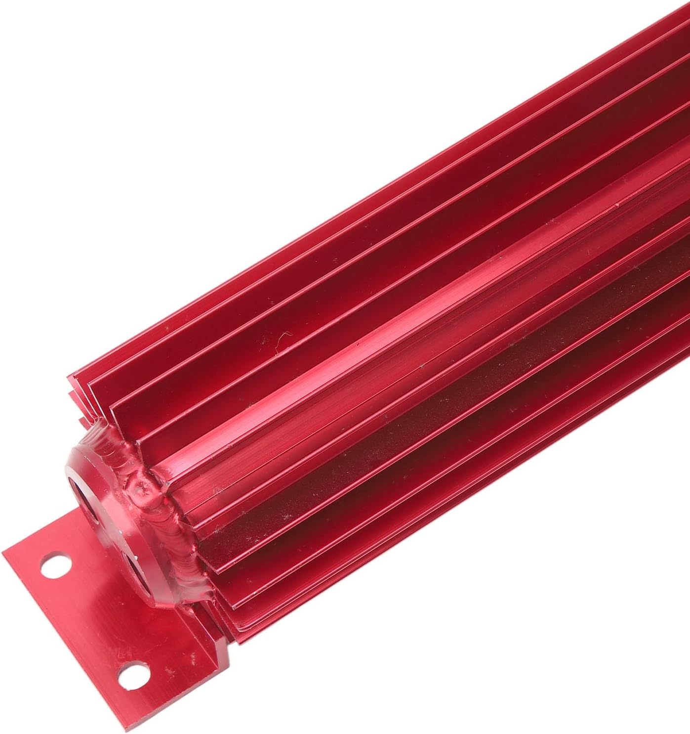 18in Aluminum Transmission Oil Cooler with Dual Pass Design, Universal Fit, Black, Compatibility with Cars & Trucks (Red)