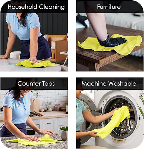 Miniatura 10 de Avalon - Paños de limpieza de microfibra (paquete de 36) de 16 x 16 pulgadas, trapos de limpieza altamente absorbentes, toallas de limpieza sin