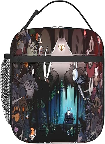 Bolsa de almuerzo aislada con diseño de caballero de anime, gran capacidad, a prueba de fugas, bolsa de almuerzo con cremallera, bolsillo de red