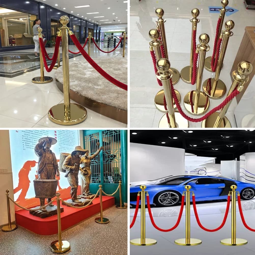 Paletti Per Il Controllo Della Folla, Pali Di Delimitazione Da 95 Cm Per Code, Set Di Paletti In Acciaio Inossidabile Con Corda Intrecciata In Poliestere Da 1,5 M, Gray - 1 Rope-3 PCS set w/2 r