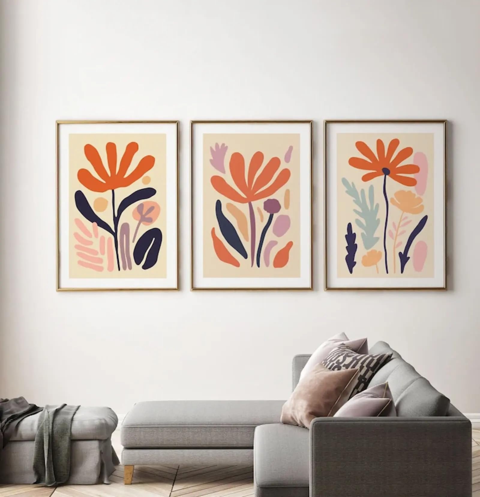 Affiches abstraites de marché aux fleurs toile 60x110 cm sans cadre pour salon