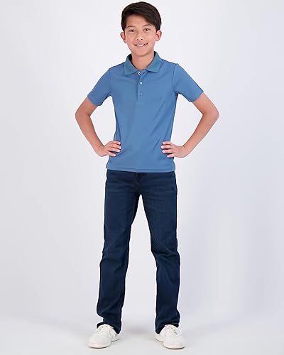 Miniatura 5 de Real Essentials Paquete de 3 Polo de manga corta para niño, uniforme escolar, rendimiento activo, golf (de 4 a 16 años)