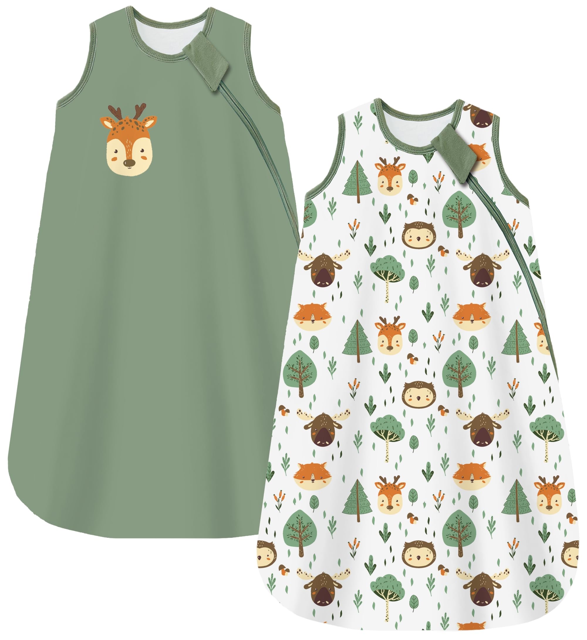 Chilsuessy Baby Sommerschlafsack 2er Pack Baby Schlafsack 0.5 Tog 100% Baumwolle Babyschlafsack Ärmellos für Neugeborene