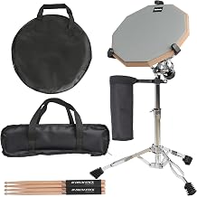Drum Practice Pad Set, 12 Inch Double Sided Silent Drum Pad with Storage Bag,2 Pair Drum Sticks with Drumstick Holder,Adjustable Snare Drum Stand with Carry Bag