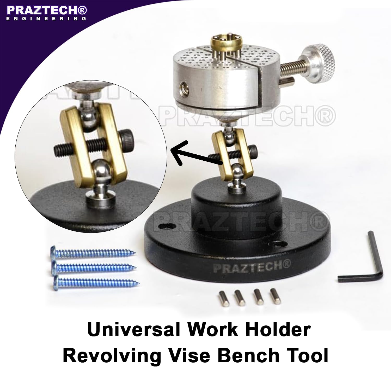 PRAZTECH® STURDY Hands Free Universal Work Holder Revolving Vise Bench Tool Set | DIY Engraving Jewelry Making Repair