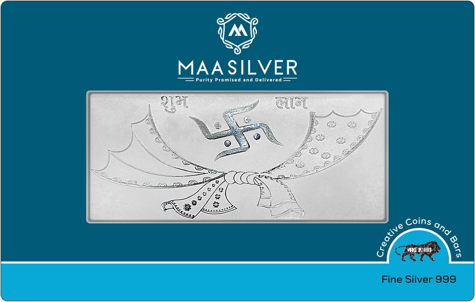 Pure Silver Shubh Labh BIS Hallmarked Bar Perfect for Gifting, Wedding, House Warming (999 Purity)