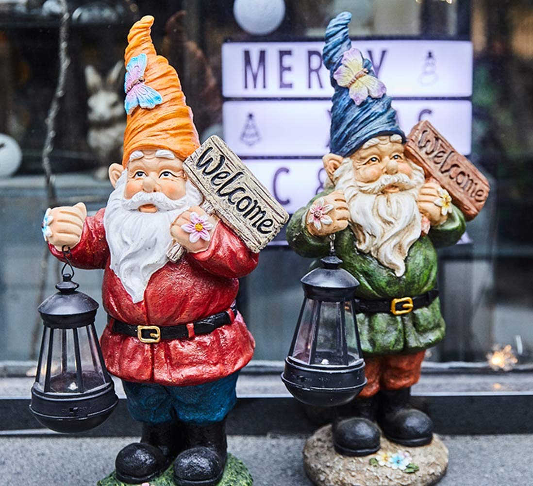 Escultura de decoración de jardín, estatua de gnomo enano, estatua de Papá Noel, estatua de resina, manualidades, jardín, patio, césped, adorno rojo bueno