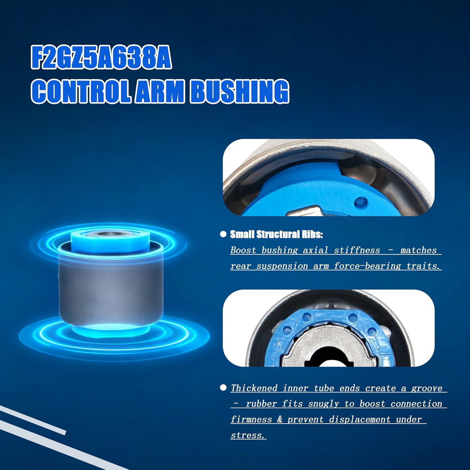 4PCS Rear Axle Suspension Bushing Kit Compatible with Ford Fusion Taurus Mondeo MK5 Edge Mustang 2013-2020, Replaces# FR3C3C270AA F2GZ-5A638 F2GC5K653AXB