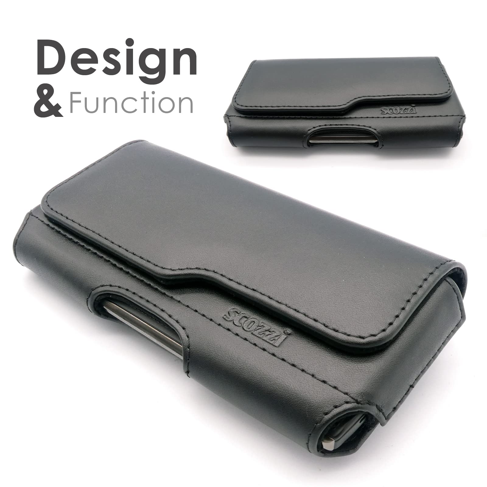 Fondina Porta Cellulare da Cintura Vera Pelle Custodia Supporto Telefono Universal compatibile con Samsung S23 S22 S21 S20 A54 A53 per iPhone 15 14 13 12 11 FE Plus Ultra Mini Lite Pro (Nero)