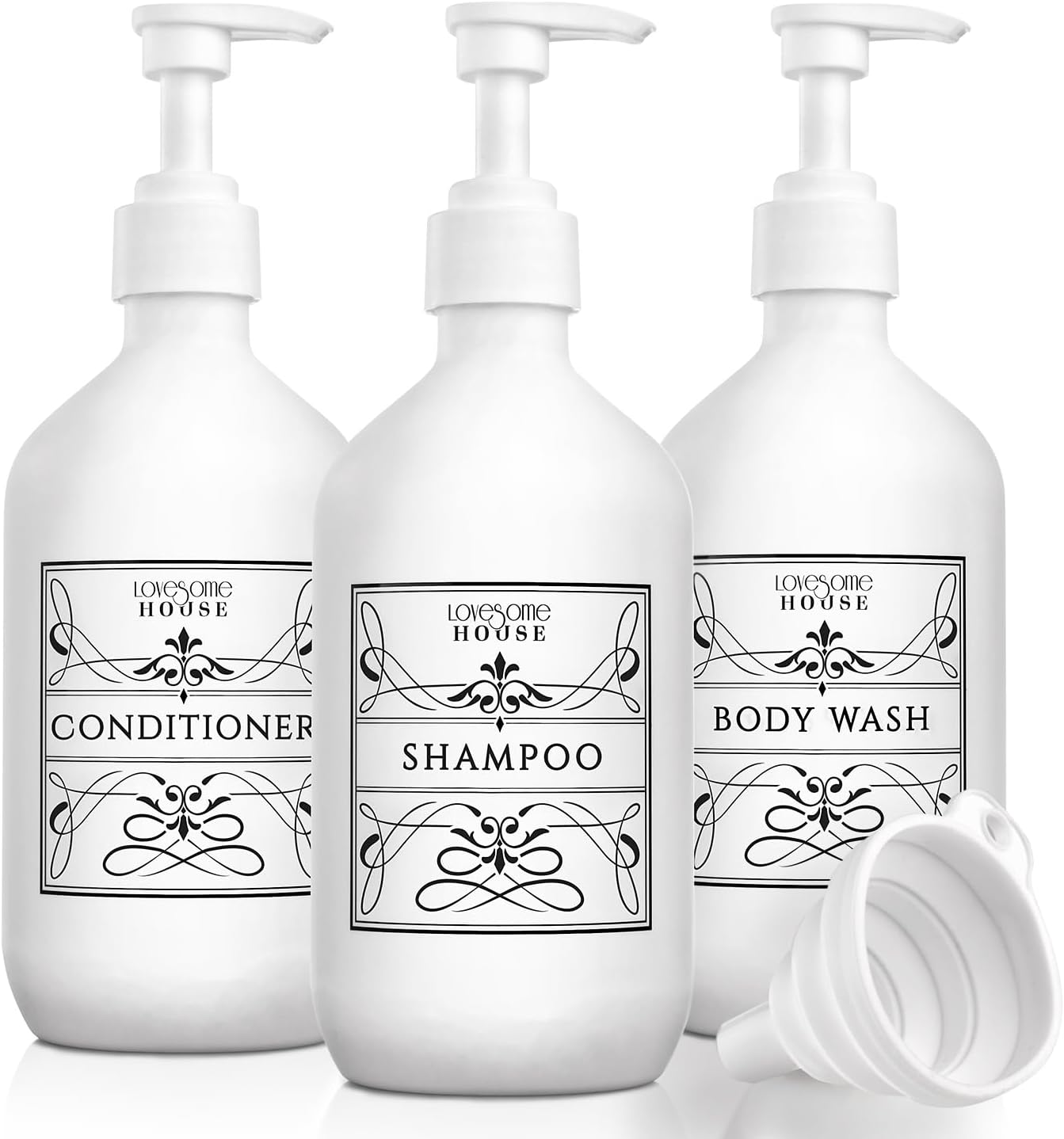 DIDROOM Shampoo Dispenser Set - 3 Clear 21oz Refillable Bottles With Black Pumps For Shower Organization