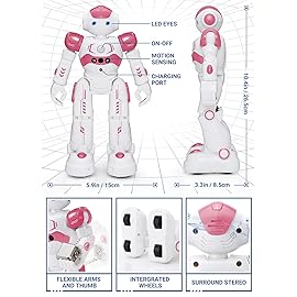 KingsDragon RC Robot Toys for Kids, Gesture & Sensing Remote Control Robot for Age 3 4 5 6 7 8 Year Old Boys Girls Birthday Present (Pink)