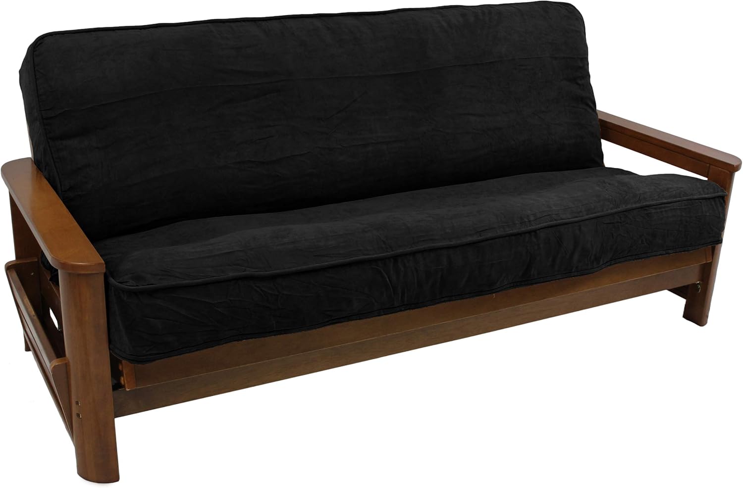 Blazing Needles Solid Microsuede Double Corded 8" to 9" Futon Cover, Full, Black