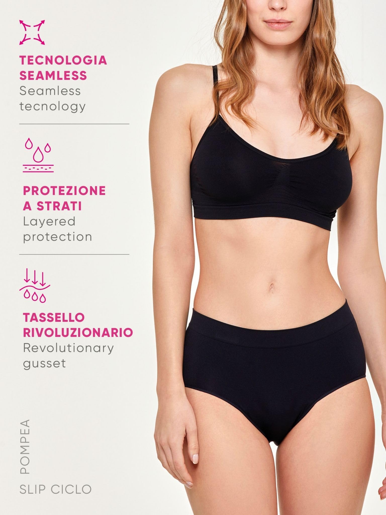 POMPEA Mutande Assorbenti Donna, Slip Mestruale Senza Cuciture, Lavabile e Riutilizzabile