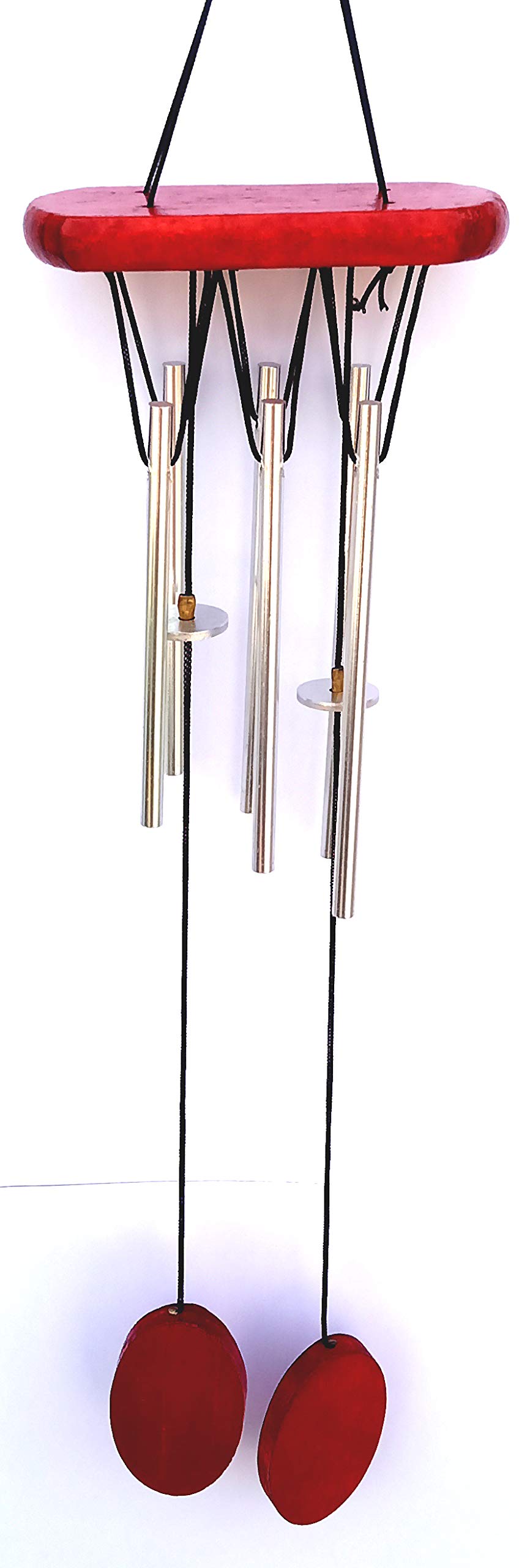 LOVE KART Silver 6 Pipe Stainless Steel Wind Chime Hanging for Vastu FengShui Room/Home/Home Decor Balcony Garden Gallery Bedroom/Gift with Good Sound Quality Positive Energy Good Luck - 18 Inch