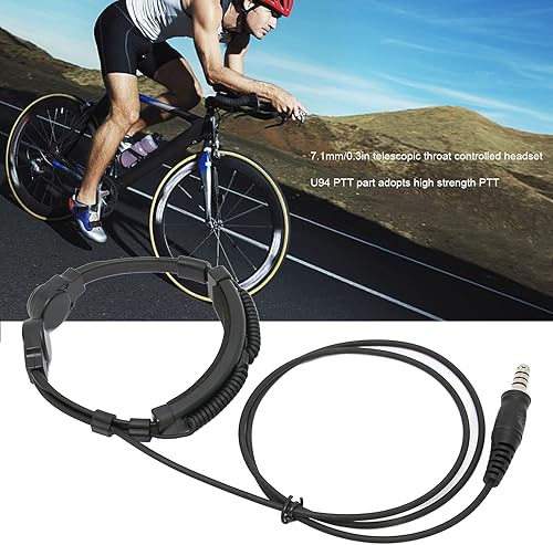 Miniatura 4 de Auriculares de micrófono de garganta, micrófono telescópico de vibración de garganta de 0.280 in, U94 PTT, ajustable, radio de 2 vías, auricular