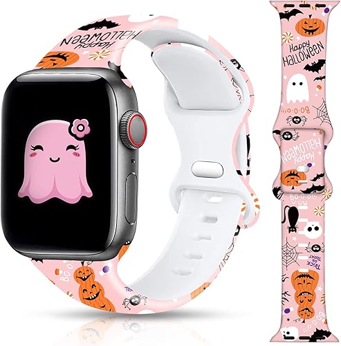 Correa de reloj de Navidad para Halloween compatible con Apple Watch Band de 1.496 in, 1.575 in, 1.614 in, 1.654 in, 1.732 in, 1.772 in, iWatch